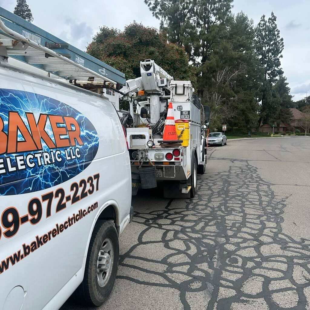 Baker Electric LLC service van and bucket truck for high voltage electrical work